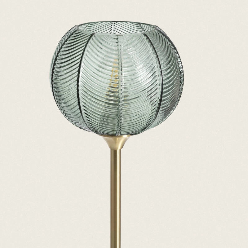 Lámpara de Pie Edén | Clásico Elegante | Verde y Cristal E27