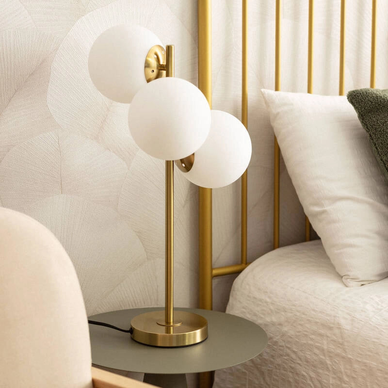 LÁMPARA DE MESA DE DISEÑO PREMIUM, COLECCIÓN MOON 2. Metal y Cristal.