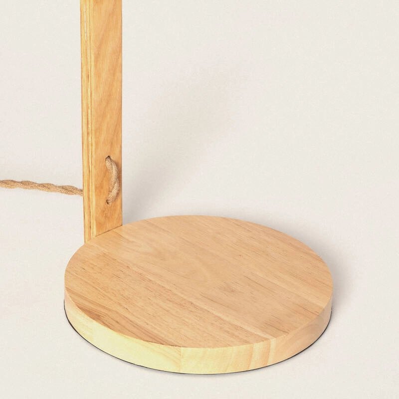 LÁMPARA DE PIE LUA B, ELABORADA A MANO CON MADERA NATURAL.