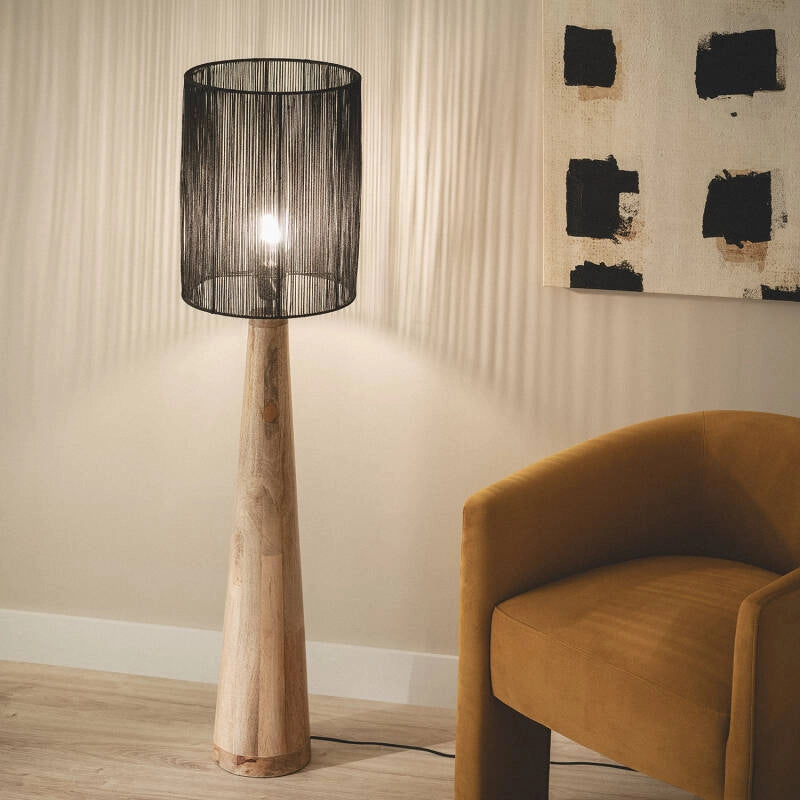 LÁMPARA DE PIE BALI, ELABORADA A MANO CON MADERA NATURAL