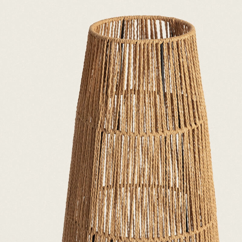 Lámpara de Pie de Papel Trenzado Natural y Estilo Artesanal
