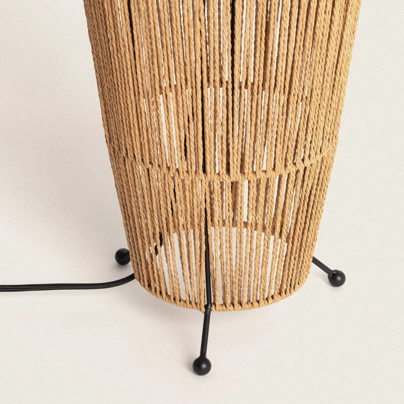 Lámpara de Pie de Papel Trenzado Natural y Estilo Artesanal
