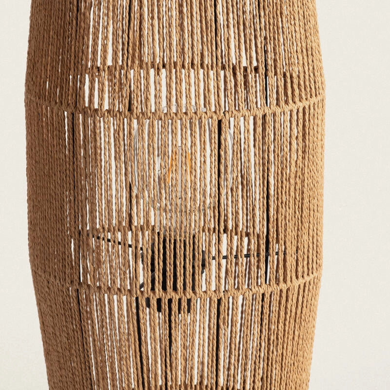 Lámpara de Pie de Papel Trenzado Natural y Estilo Artesanal