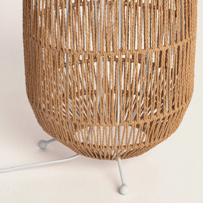LÁMPARA DE PIE BHOGA, ELABORADA A MANO CON PAPEL TRENZADO NATURAL.