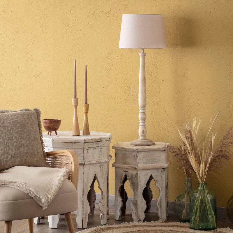 Lámpara de Mesa Wimar de Madera de Mango Natural | Artesanal