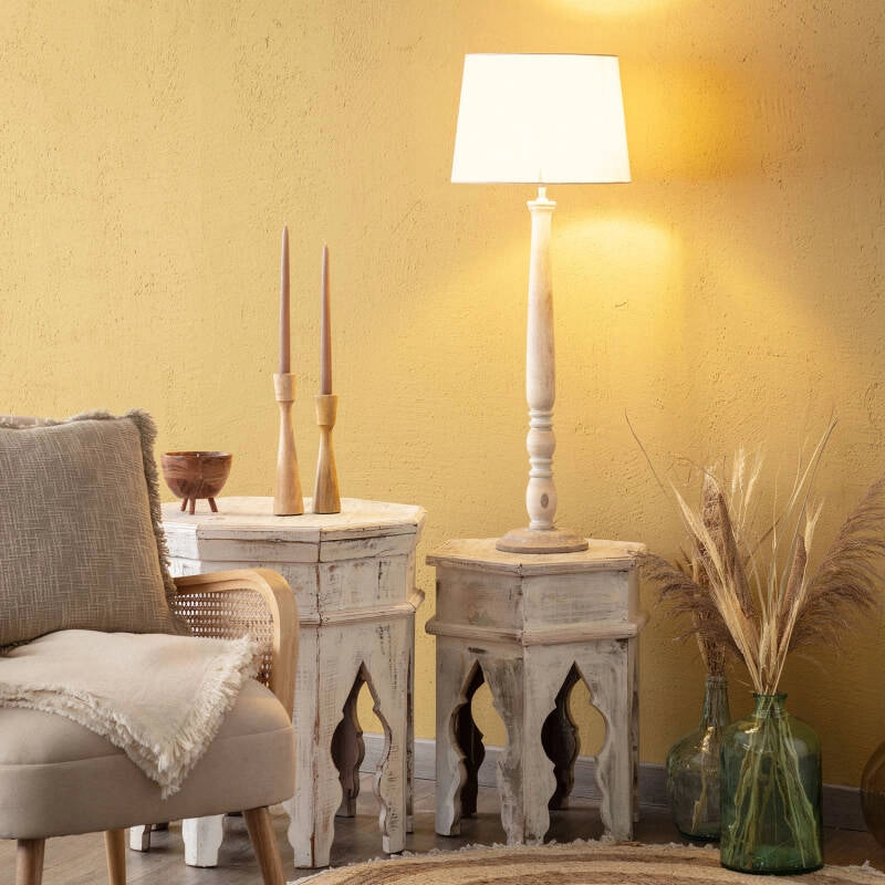 Lámpara de Mesa Wimar de Madera de Mango Natural | Artesanal