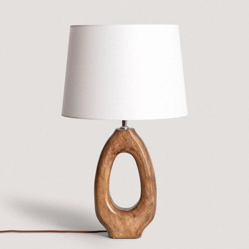 Lámpara de Mesa | Artesanal Madera Mango y Algodón Exclusivo
