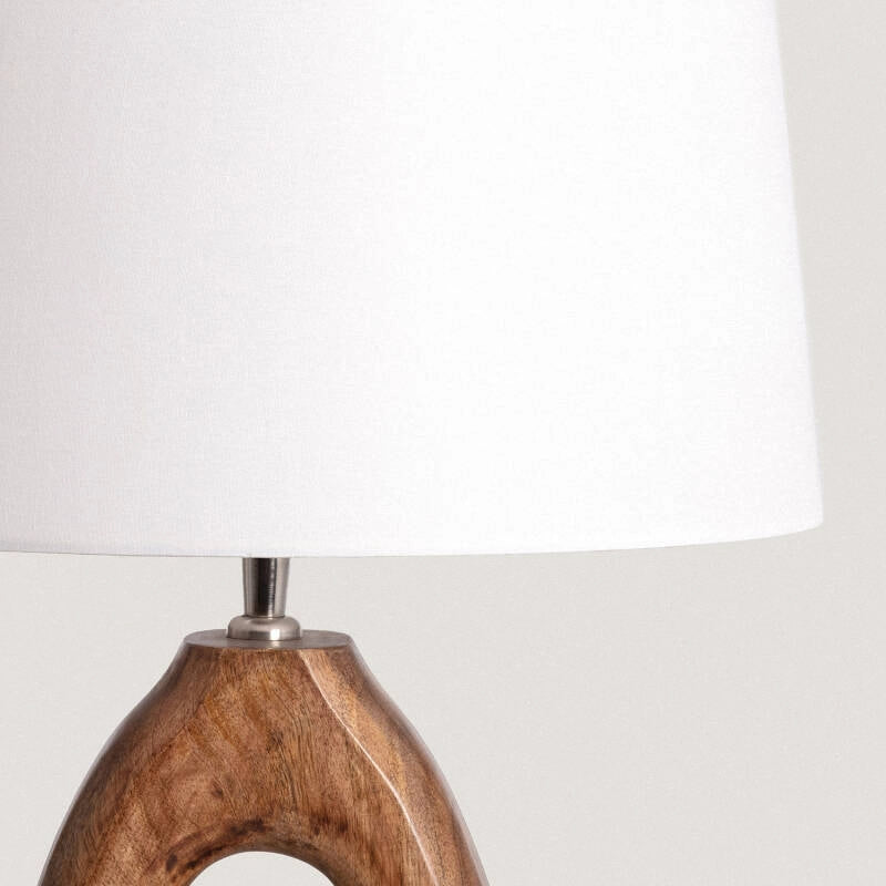 Lámpara de Mesa | Artesanal Madera Mango y Algodón Exclusivo