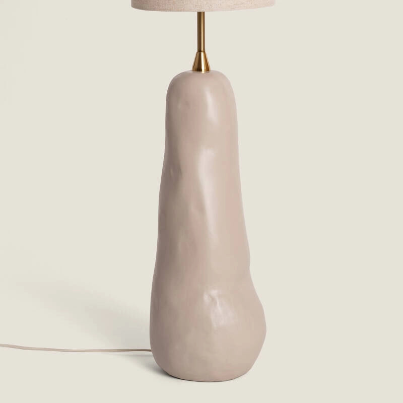 Lámpara de Pie | Cerámica y Tela | Elegancia y Luz Acogedora
