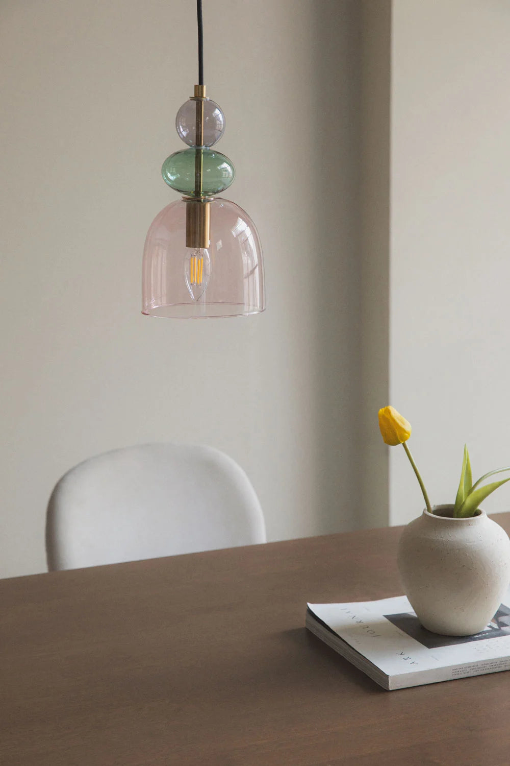 Lámpara Colgante | Cristal Color Vintage | Cable Ajustable