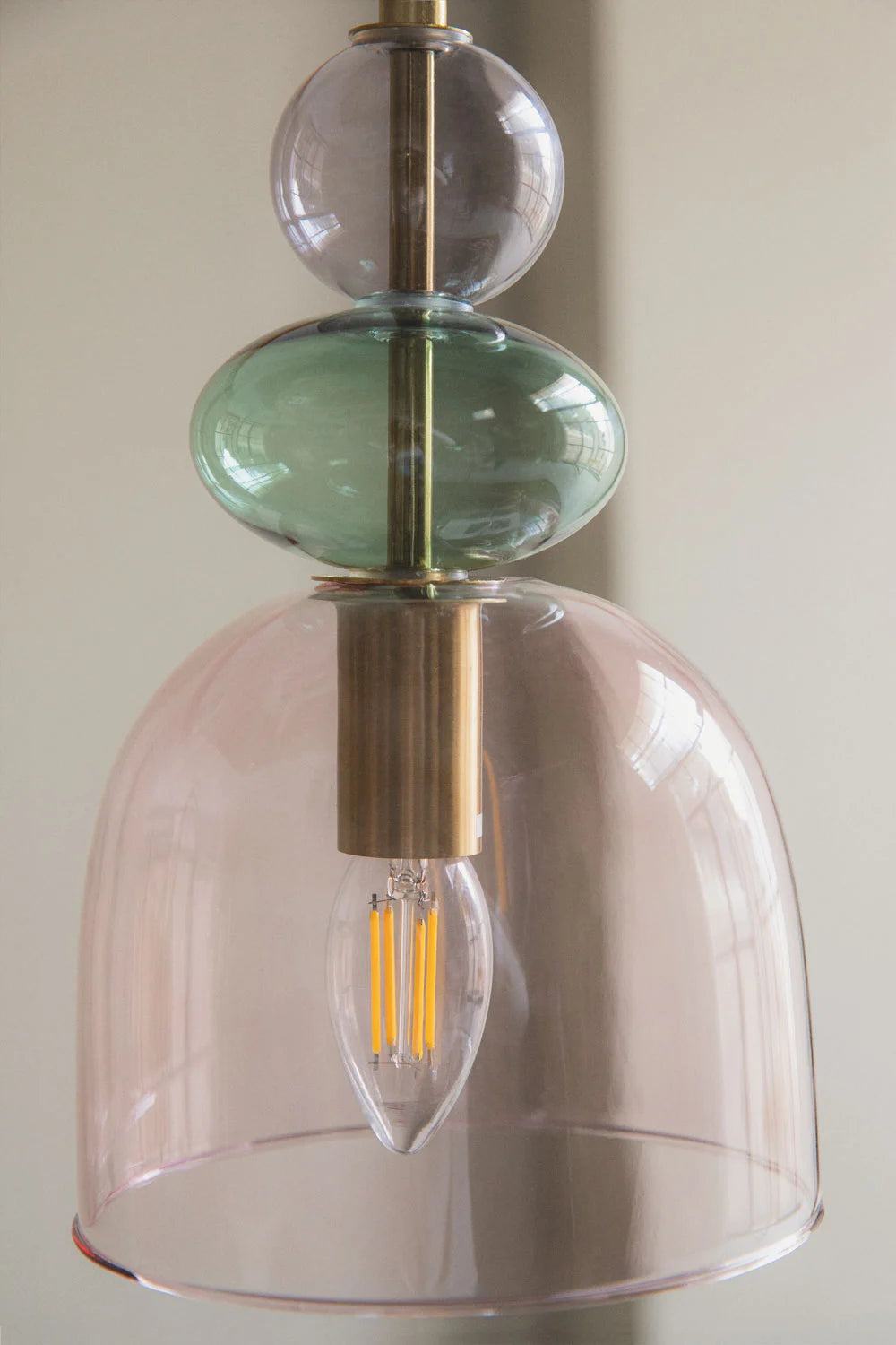 Lámpara Colgante | Cristal Color Vintage | Cable Ajustable