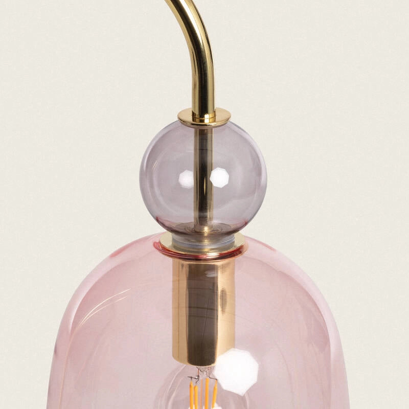 Lámpara de Mesa | Cristal Rosa y Metal | Diseño Vintage
