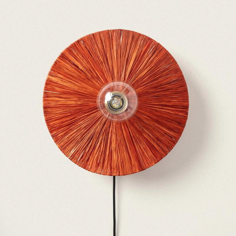 Lámpara Pared | Rafia Natural Terracota | Elaborada a Mano