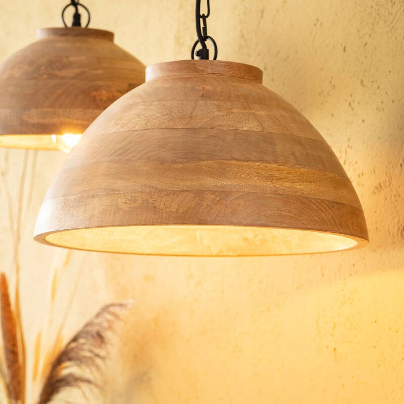 Lámpara colgante Lombok | Madera Mango Natural Diseño Único