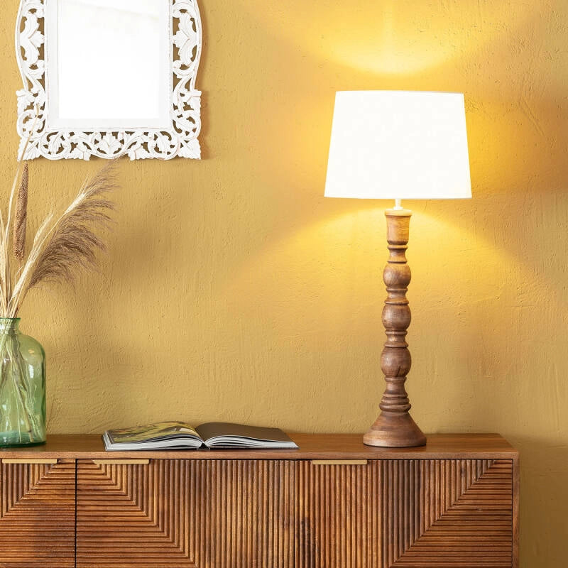 Lámpara Mesa Zazen | Madera Mango Sostenible | Mano y Única