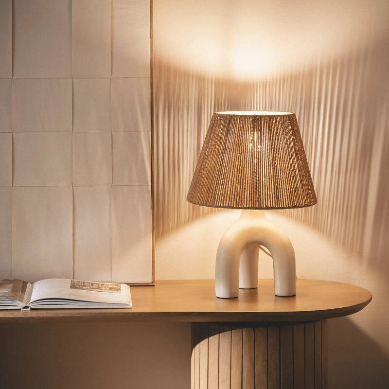 Lámpara Mesa Set | Papel Trenzado Natural Ambiente Acogedor