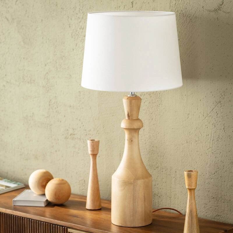 Lámpara Mesa Nadi Premium | Madera Natural Diseño Artesanal