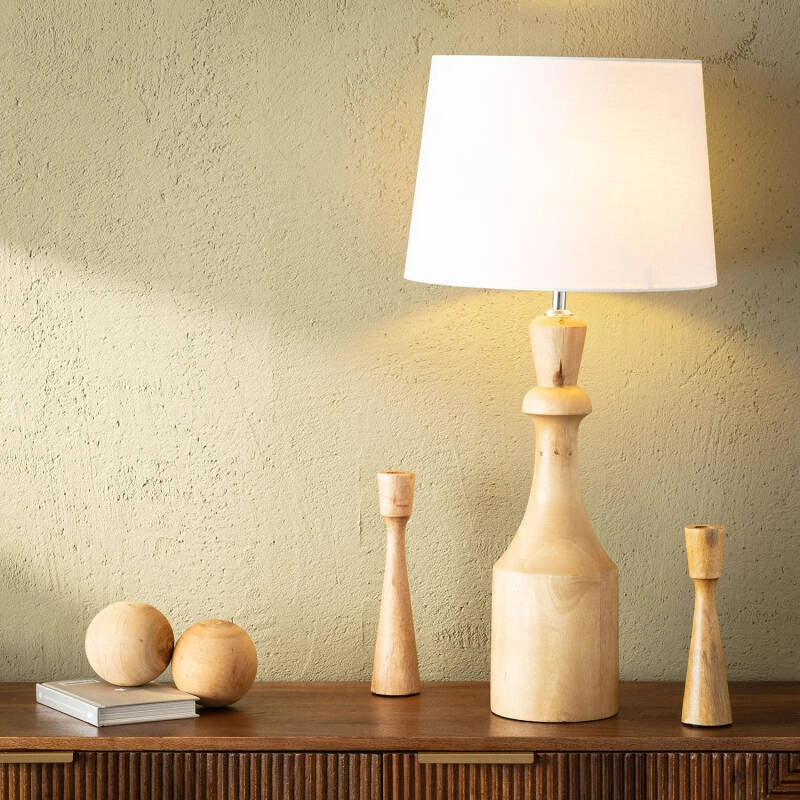 Lámpara Mesa Nadi Premium | Madera Natural Diseño Artesanal