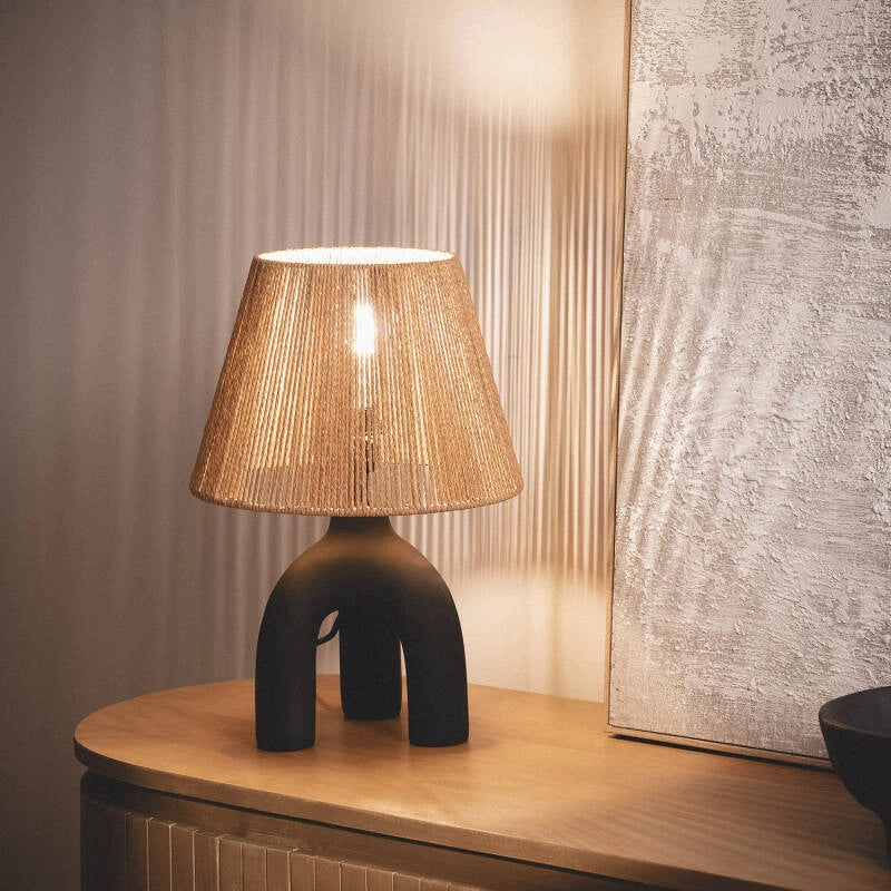 Lámpara Mesa Seti | Papel Trenzado Natural Ambiente Acogedor