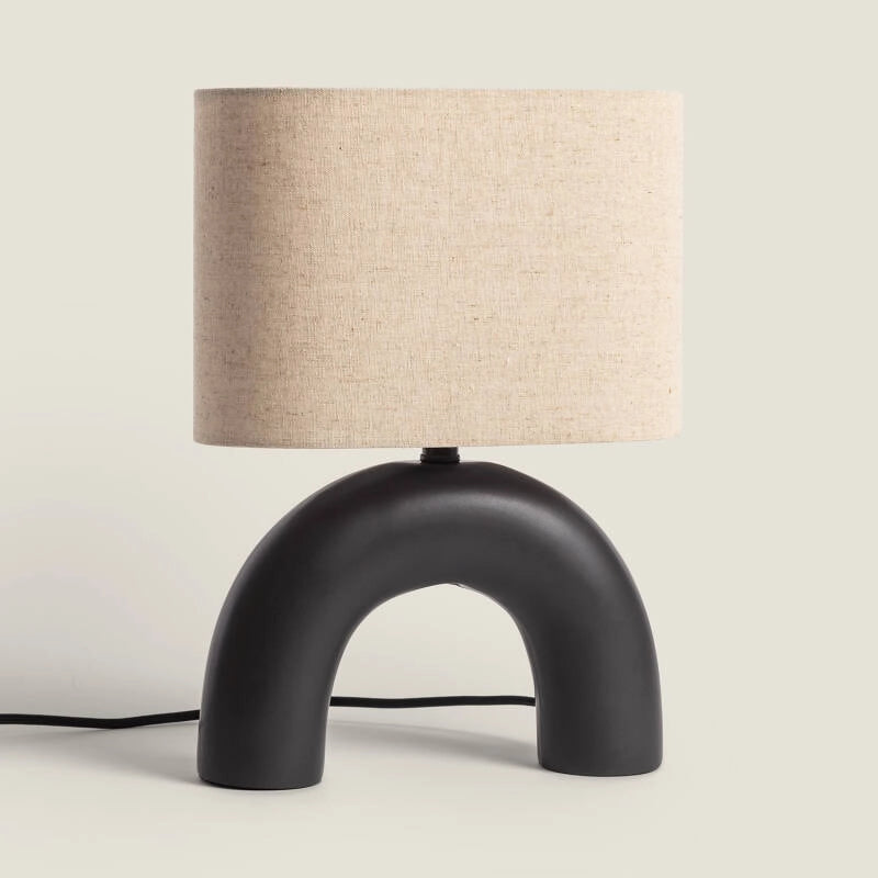 Lámpara Mesa Samoa P | Cerámica Natural | Cálida y Elegante