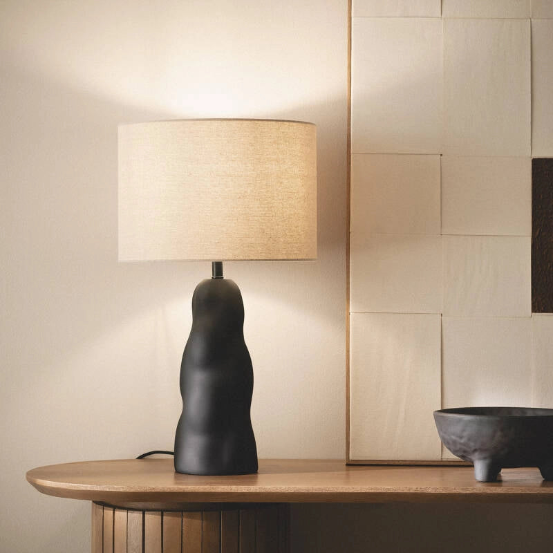 Lámpara Mesa | Lino y Metal | Diseño Contemporáneo Elegante