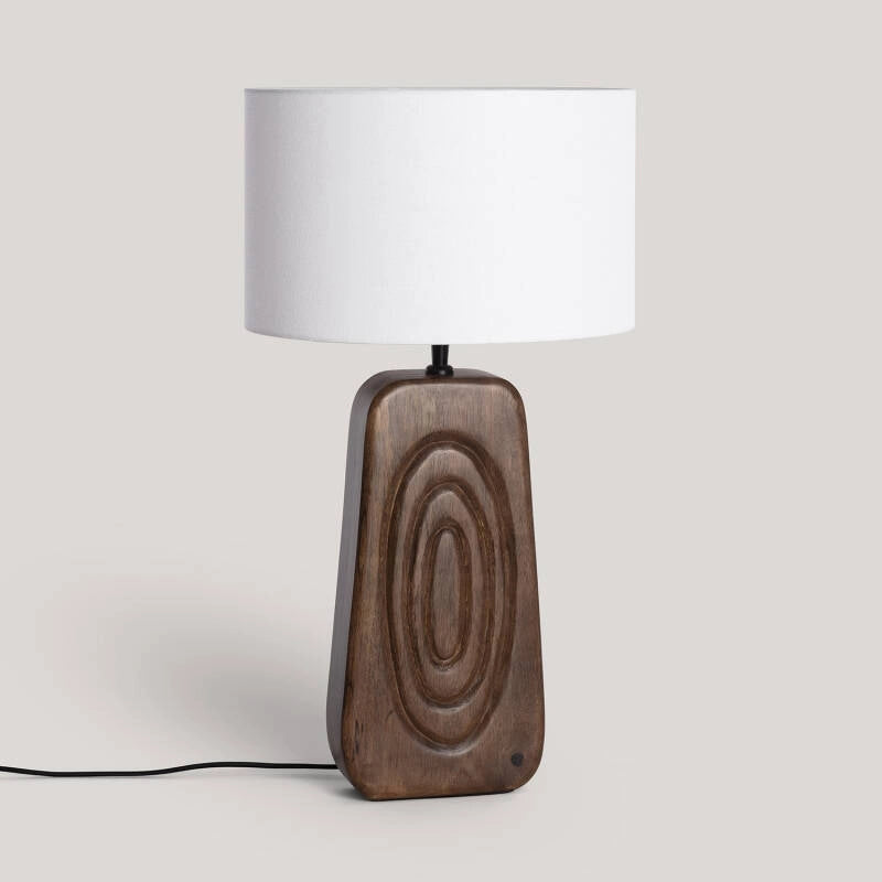 Lámpara Mesa Salomón Madera Mango Natural Diseño Atemporal Lámpara Mesa Salomón, madera de mango natural elaborada a mano. Diseño atemporal y versátil para crear ambientes cálidos Elegancia y funcionalidad en tu hogar.