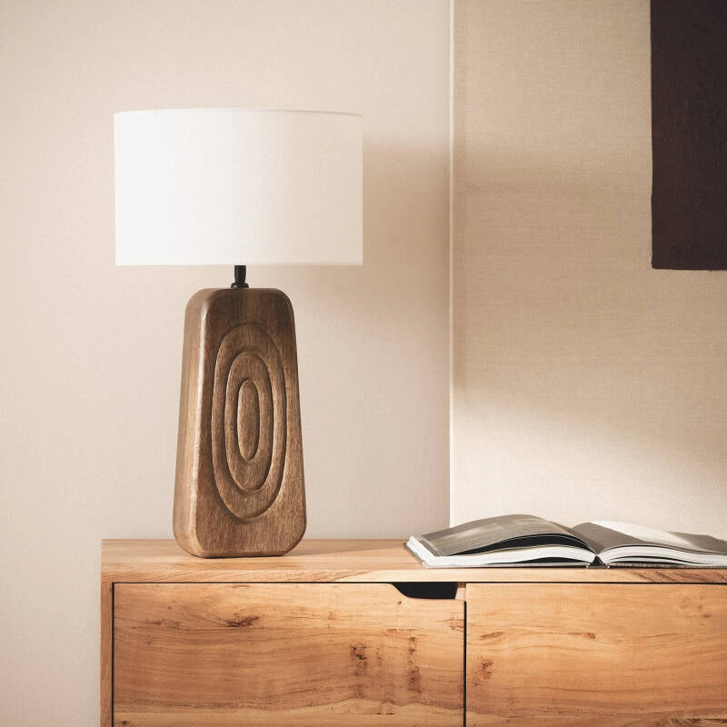 Lámpara Mesa Salomón Madera Mango Natural Diseño Atemporal Lámpara Mesa Salomón, madera de mango natural elaborada a mano. Diseño atemporal y versátil para crear ambientes cálidos Elegancia y funcionalidad en tu hogar.