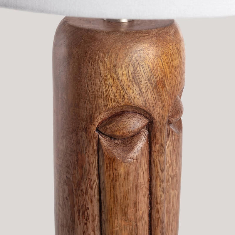 LÁMPARA DE MESA COLECCIÓN SALOMÓN C, ELABORADA A MANO CON MADERA DE MANGO NATURAL. Lámpara Mesa Salomón madera de mango natural de alta calidad. Diseño elegante y atemporal. Luz suave para leer o crear ambiente. ¡Pieza única y duradera!