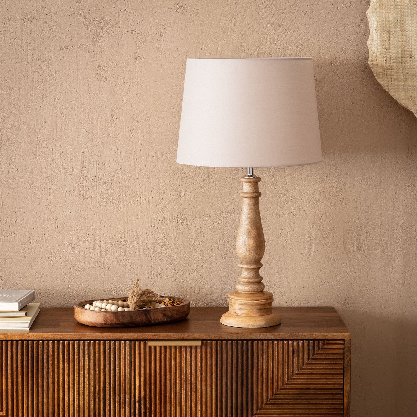 Lámpara de Mesa Mena de Madera Natural Artesanal