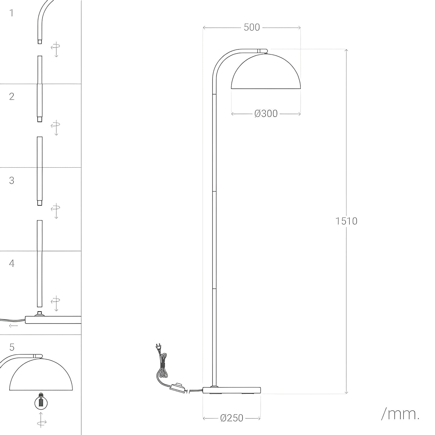 Lámpara de Pie | Diseño Premium | Metal y Cristal Elegante