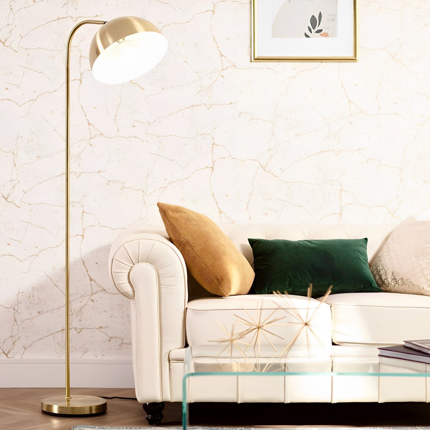 Lámpara de Pie | Diseño Premium | Metal y Cristal Elegante