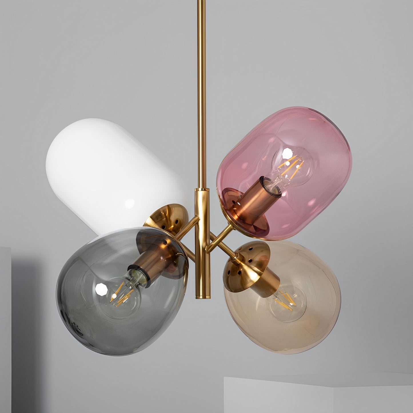 Lámpara Colgante | Cristal Soplado Colores | 4 Luces E27