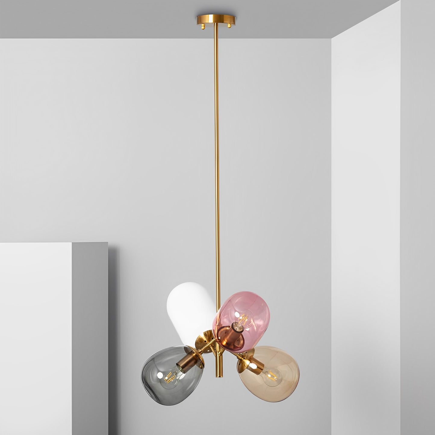 Lámpara Colgante | Cristal Soplado Colores | 4 Luces E27