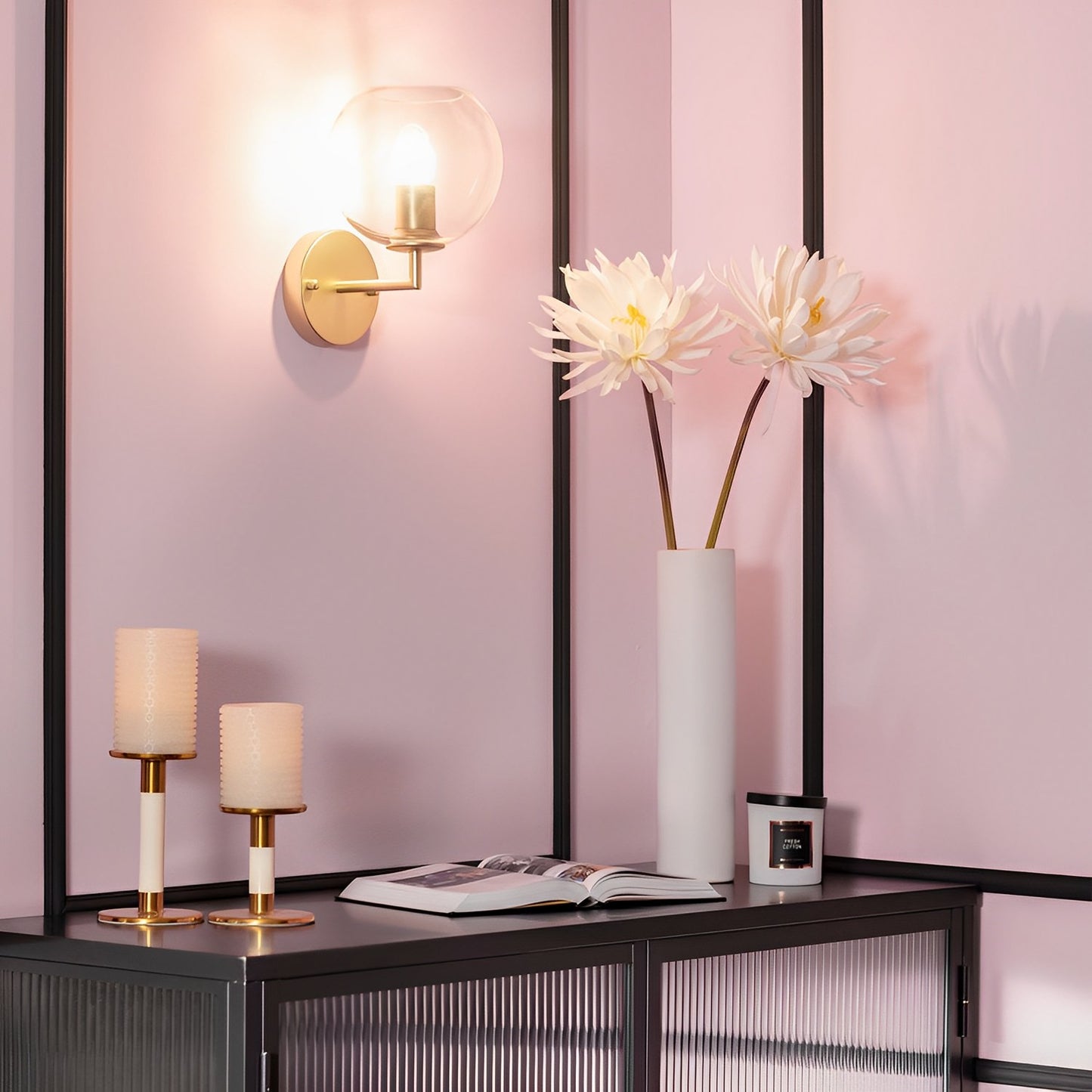 Lámpara de Pared | Diseño Retro Premium | Metal y Cristal