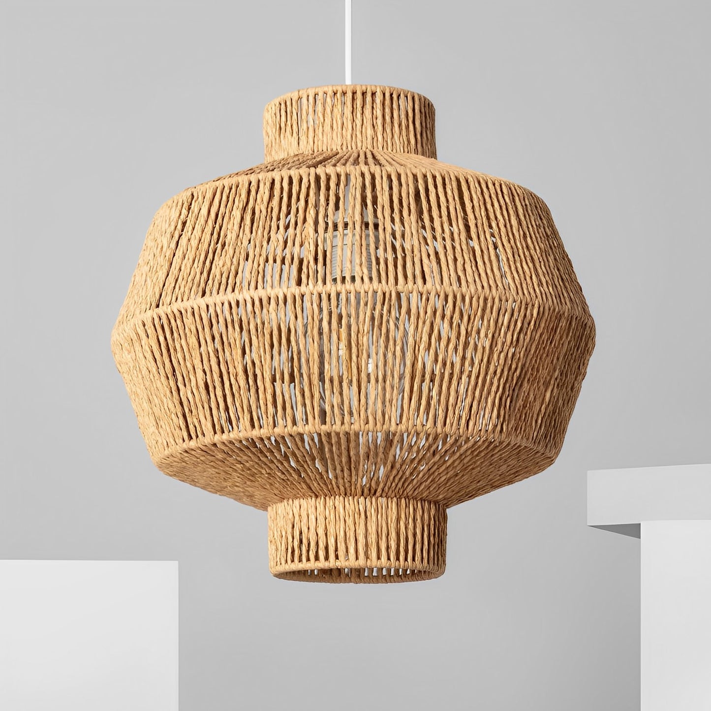 Lámpara Colgante Papel Kena Natural | Diseño Artesanal Único