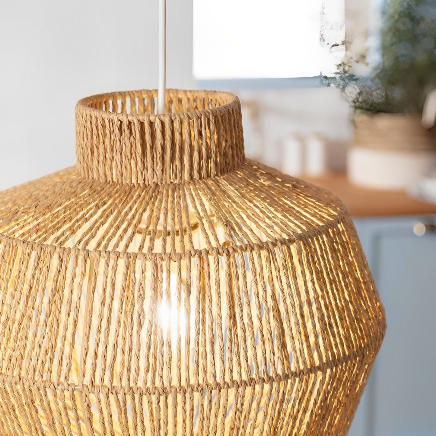 Lámpara Colgante Papel Kena Natural | Diseño Artesanal Único