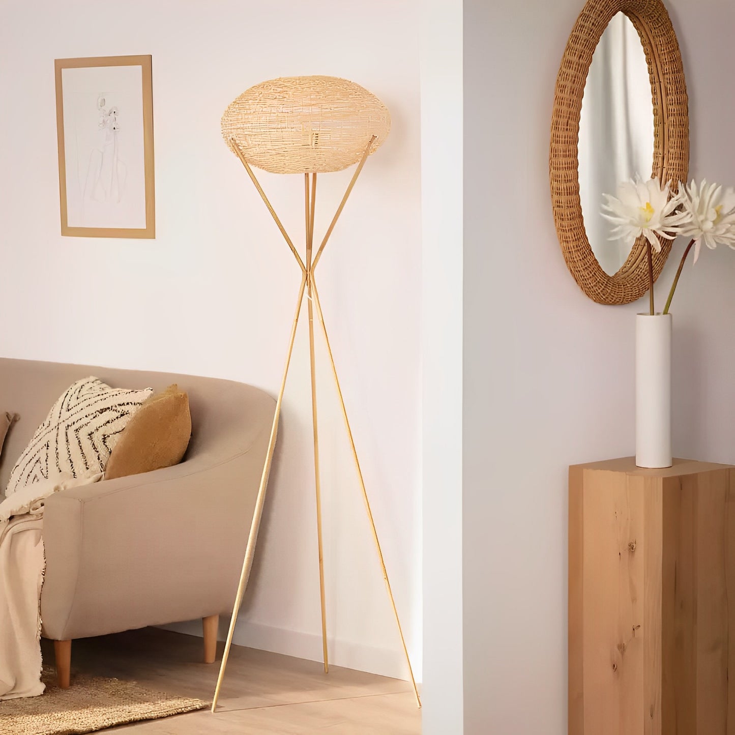 Lámpara de Pie Angkasa Bambú Natural | Diseño Artesanal