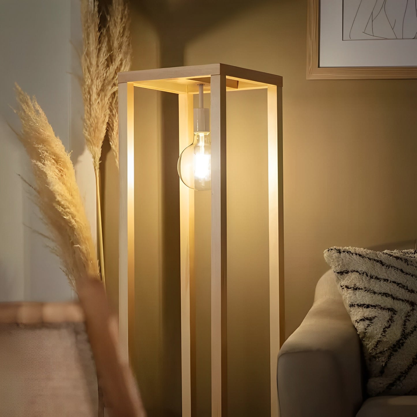 Lámpara de Pie Arhat de Madera | Boho Natural Artesanal