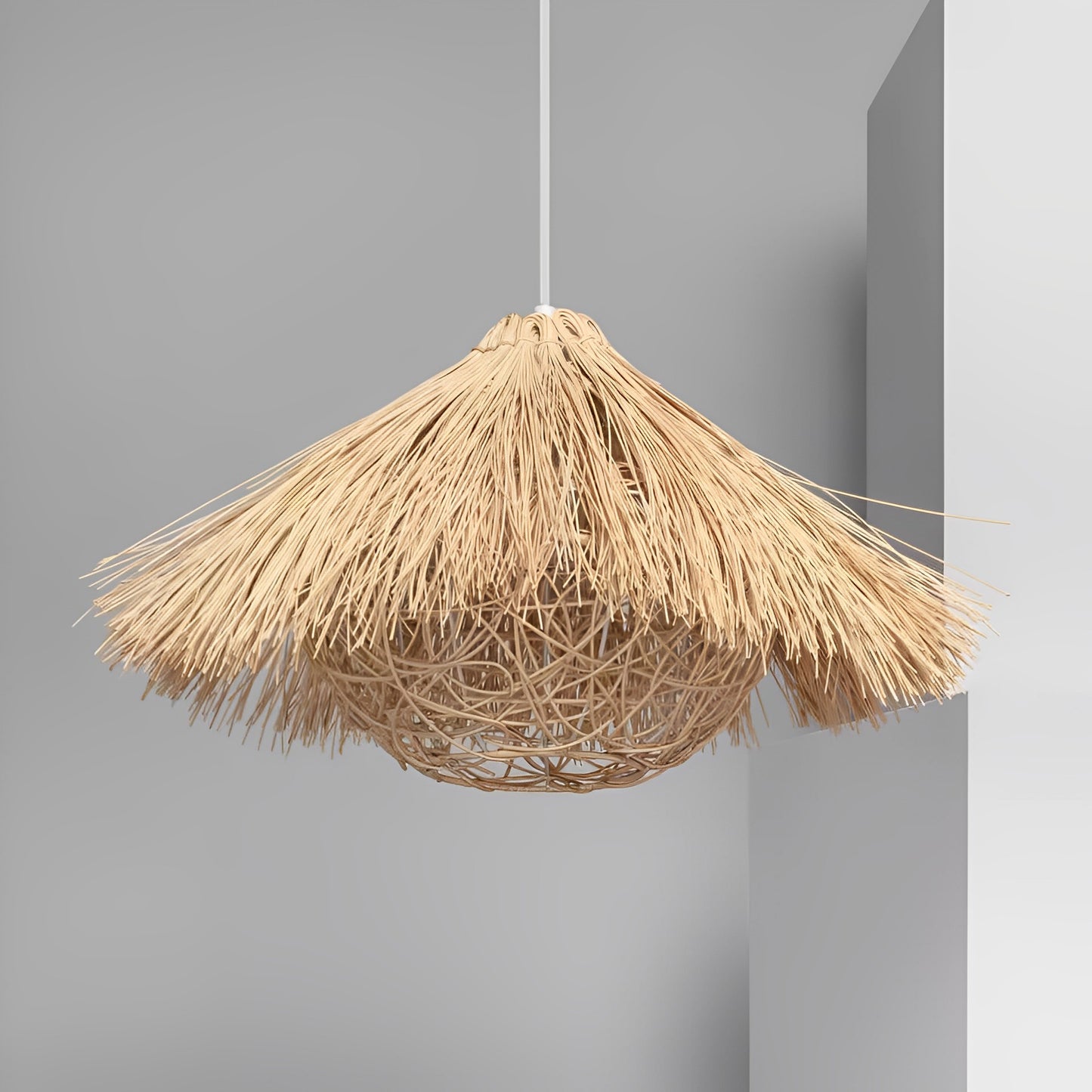 Lámpara colgante en ratán natural | Boho-Chic artesanal