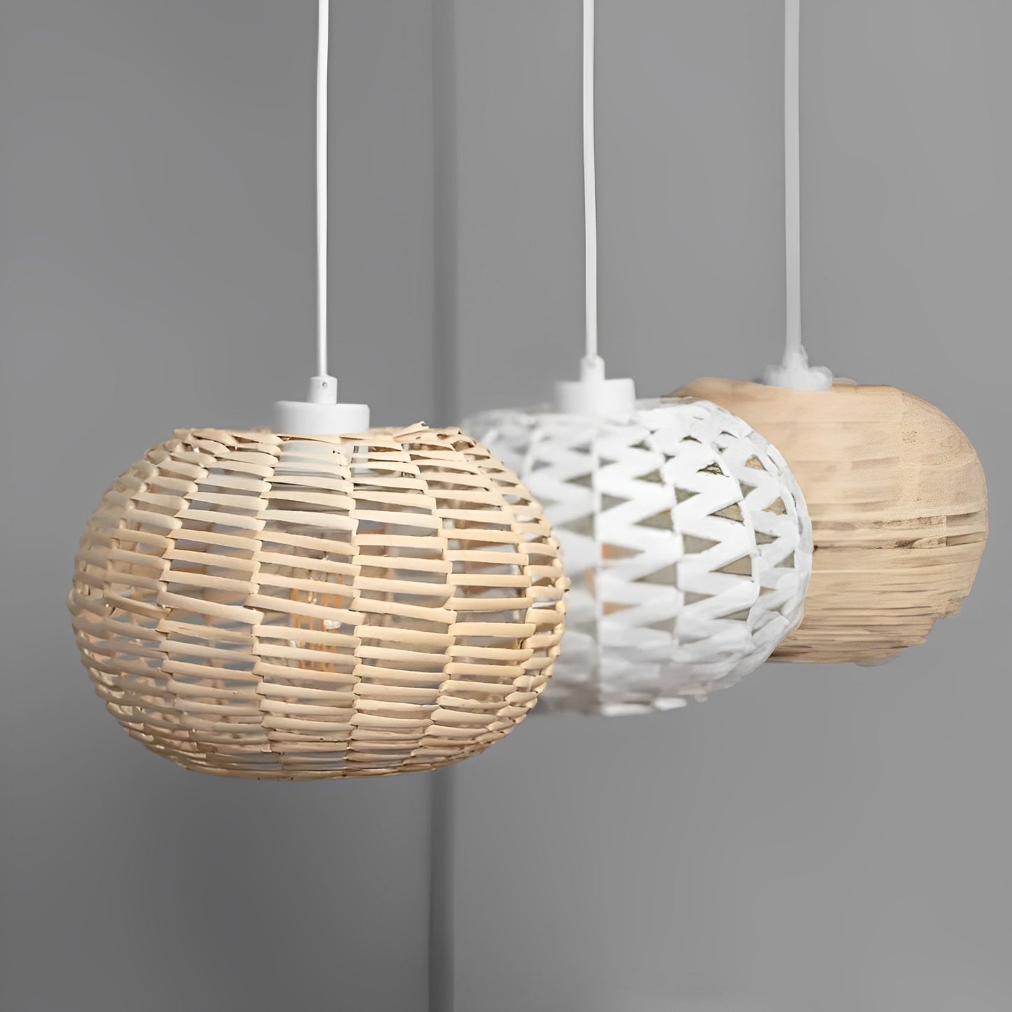 Lámpara colgante de ratán natural Diseño Boho-Chic artesanal