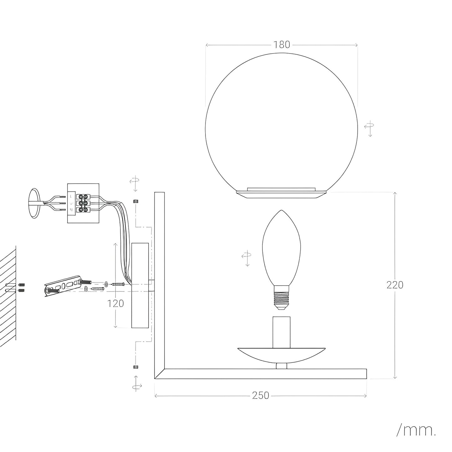 Lámpara de Pared | Metal y Cristal | Diseño Premium Elegante