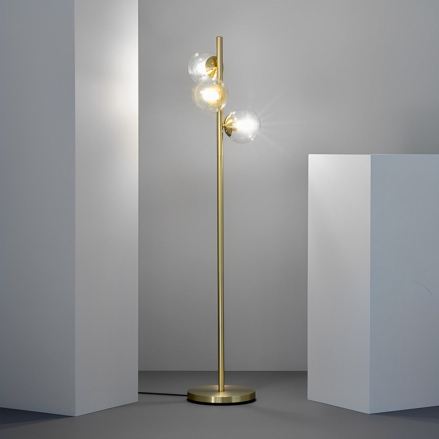 Lámpara de Pie | Diseño Premium | Metal y Cristal Elegante