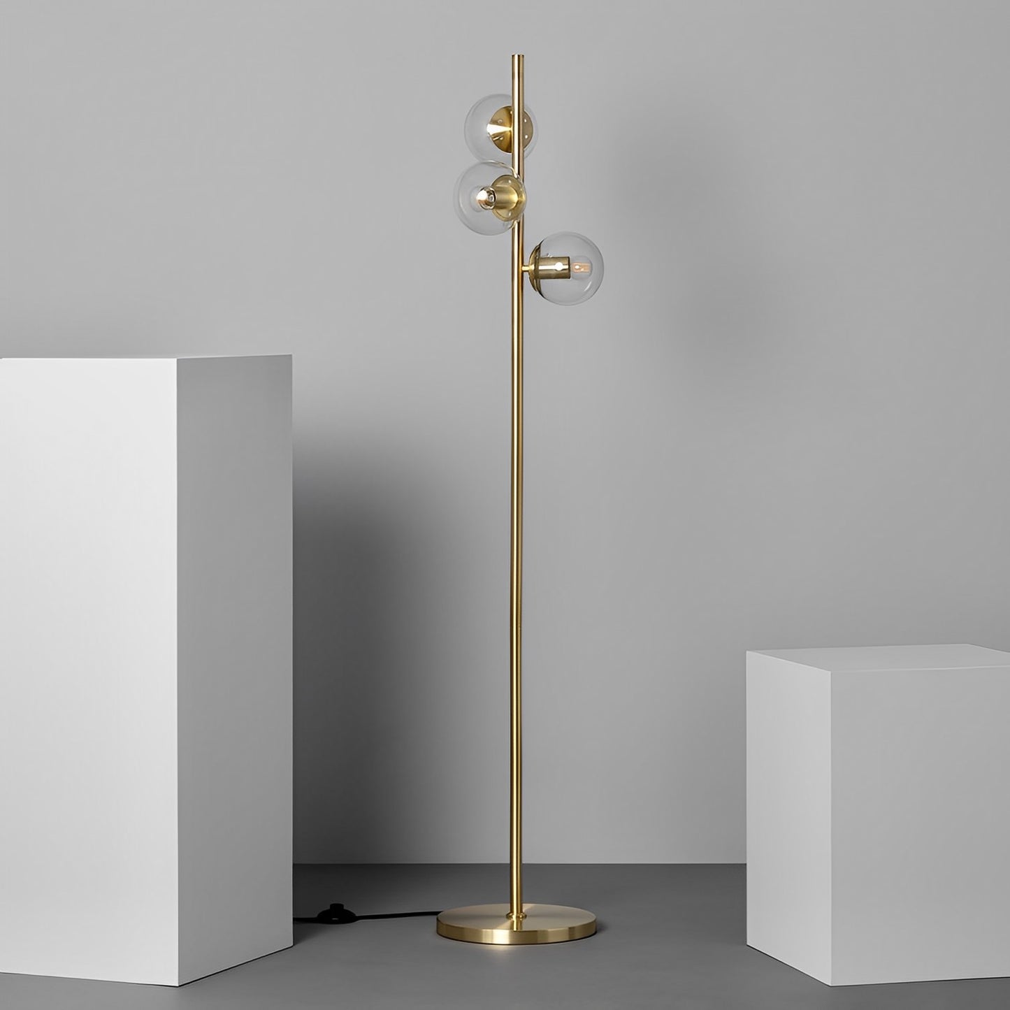 Lámpara de Pie | Diseño Premium | Metal y Cristal Elegante