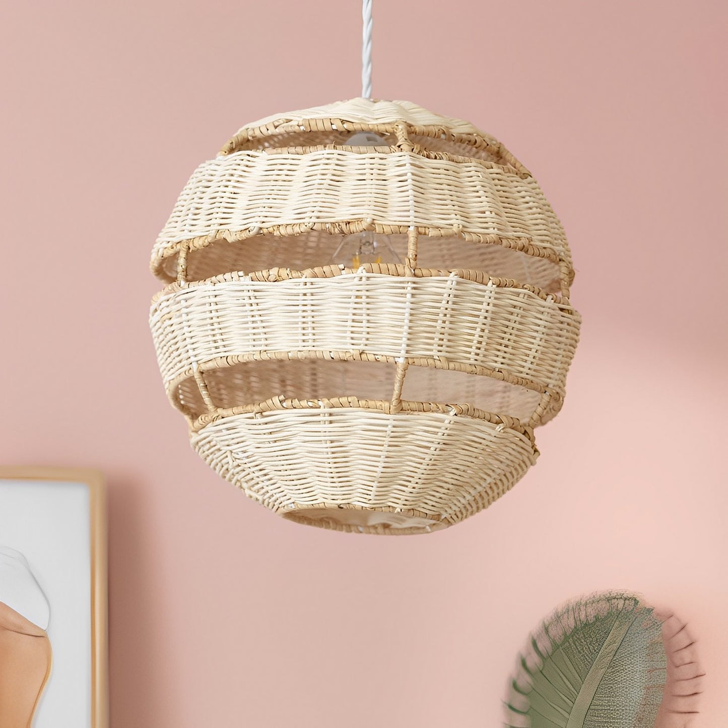 Lámpara colgante de ratán natural | Diseño boho artesanal