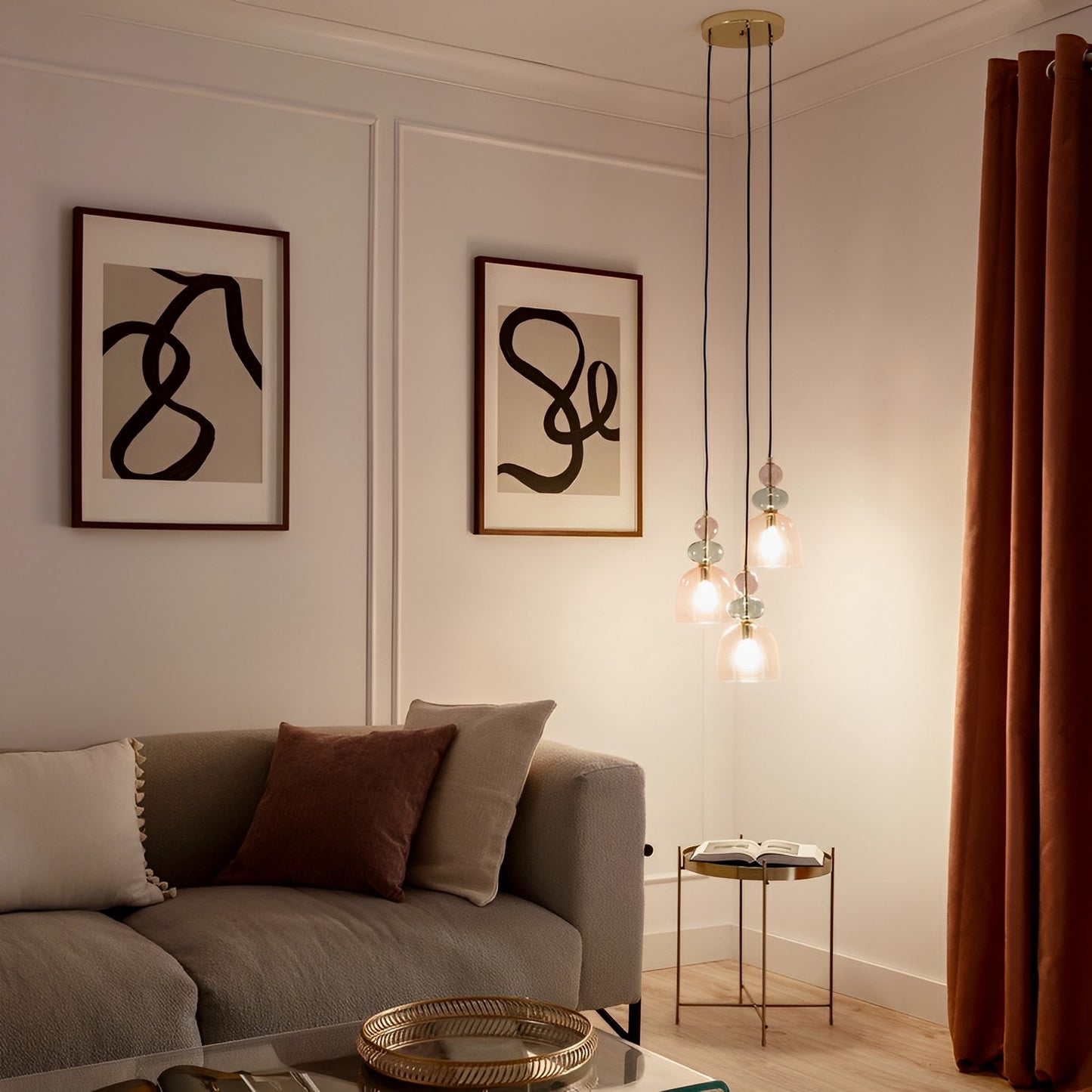 Lámpara Colgante Elmas Cristal Vintage 3 Luces E27