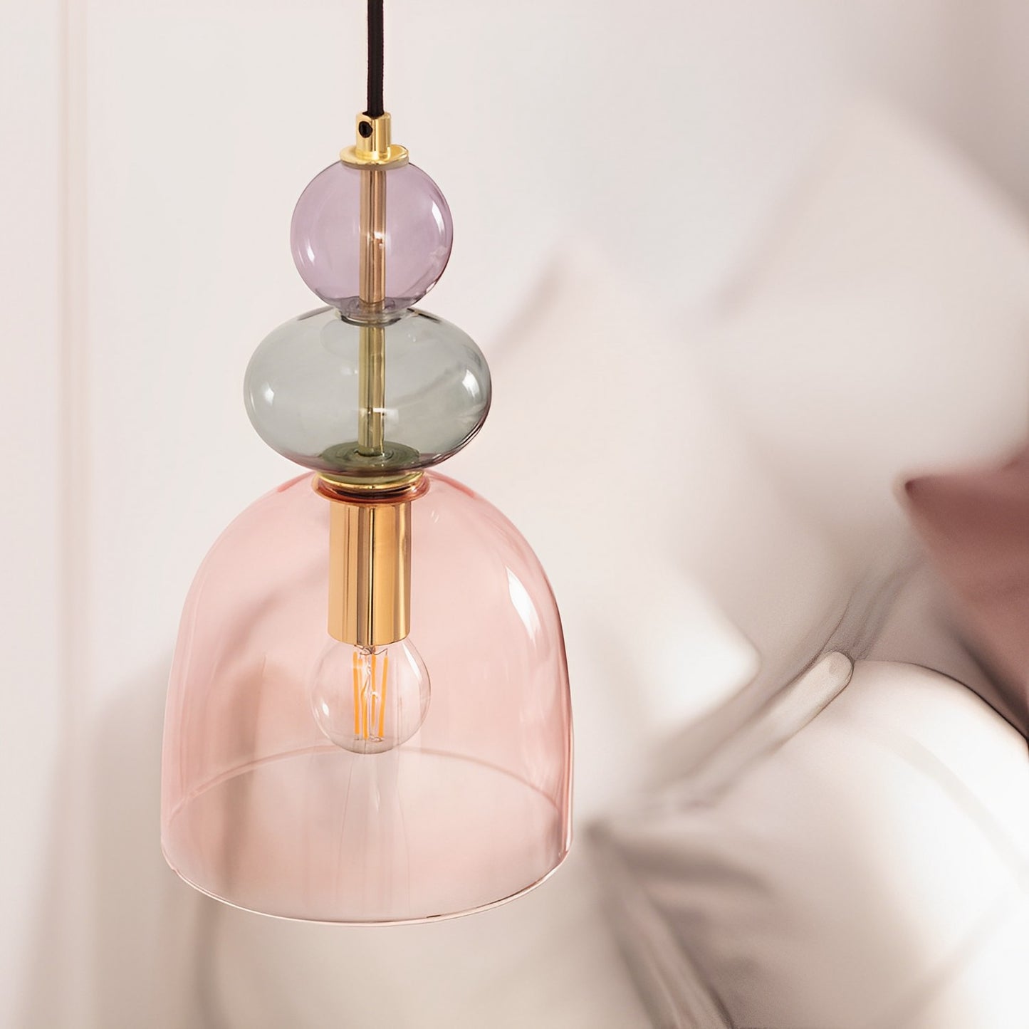 Lámpara Colgante | Cristal Color Vintage | Cable Ajustable