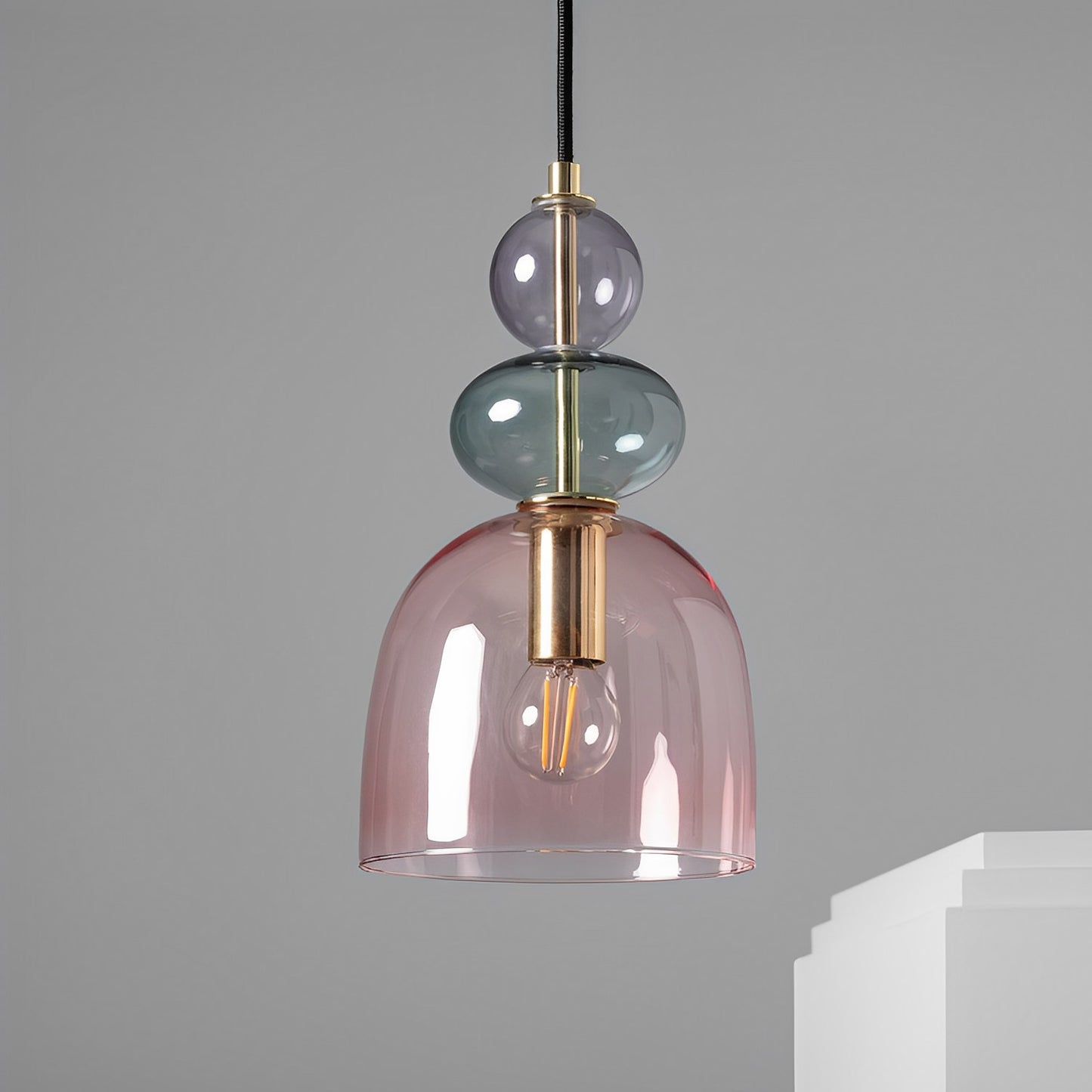 Lámpara Colgante | Cristal Color Vintage | Cable Ajustable