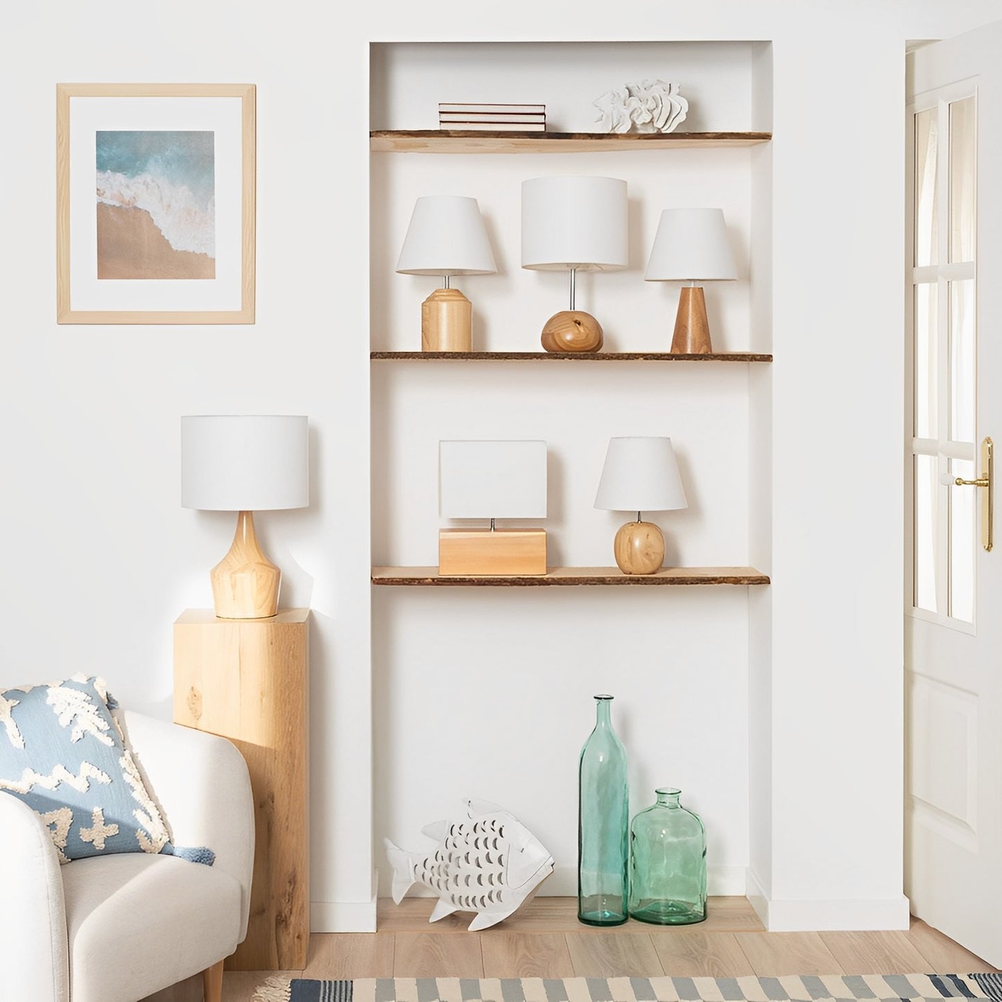 LÁMPARA DE MESA COLECCIÓN BODHI, ELABORADA A MANO CON MADERA