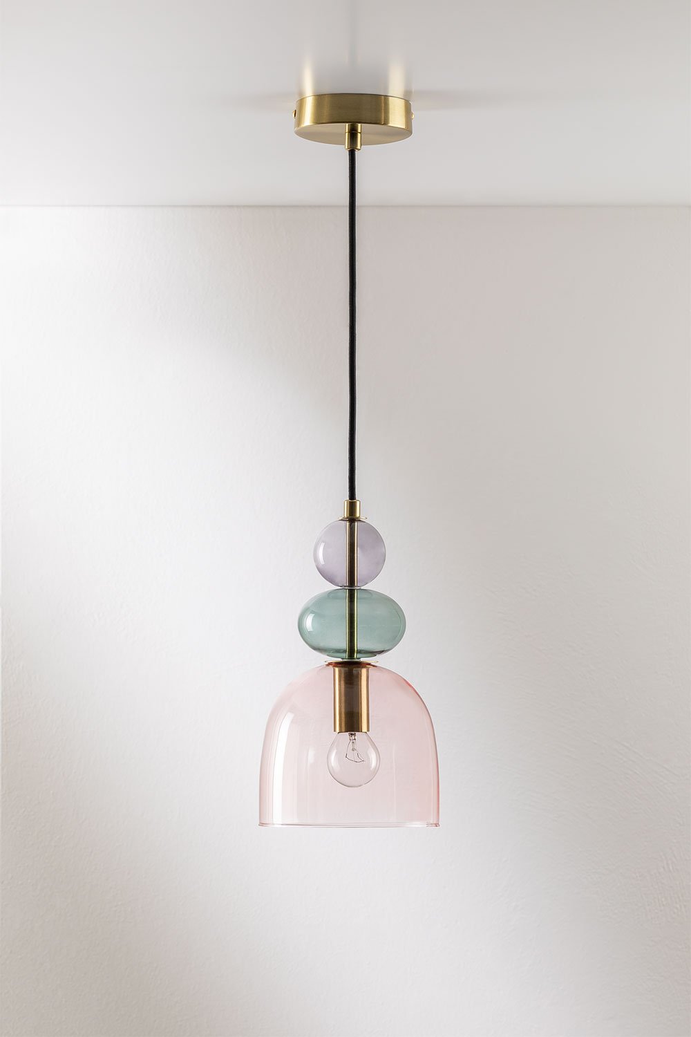 Lámpara Colgante | Cristal Color Vintage | Cable Ajustable