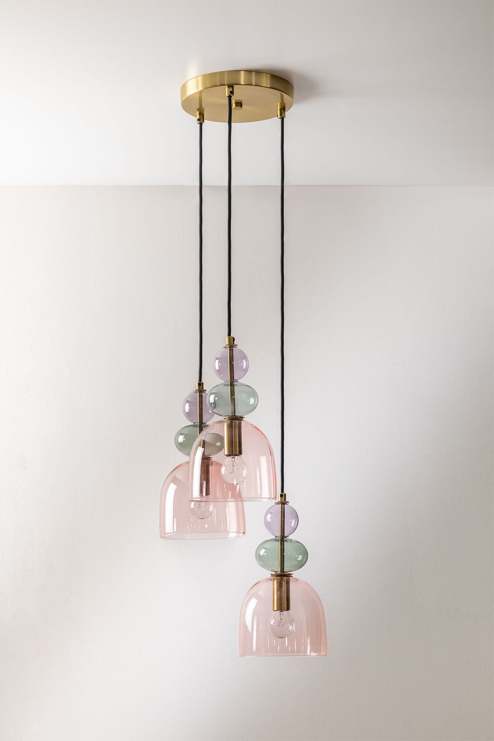 Lámpara Colgante Elmas Cristal Vintage 3 Luces E27